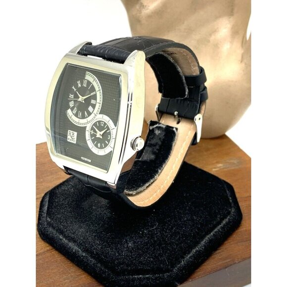 Roberto Bianci Men's Watch RB0741 Benzo Quartz Dual Time Leather Rectangle 43mm - Picture 13 of 13
